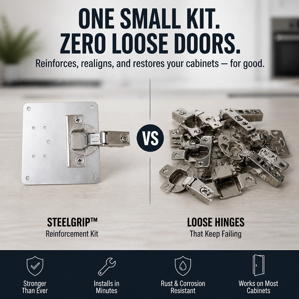 SteelGrip — Finally Stop Wobbly Doors and Own Rock-Solid Cabinet Confidence