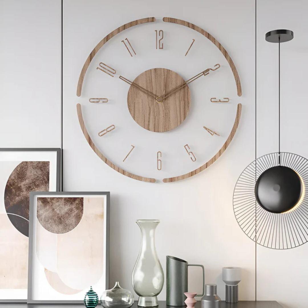Contemporary Silent Wall Clock 30 cm in Acrylic and Wood