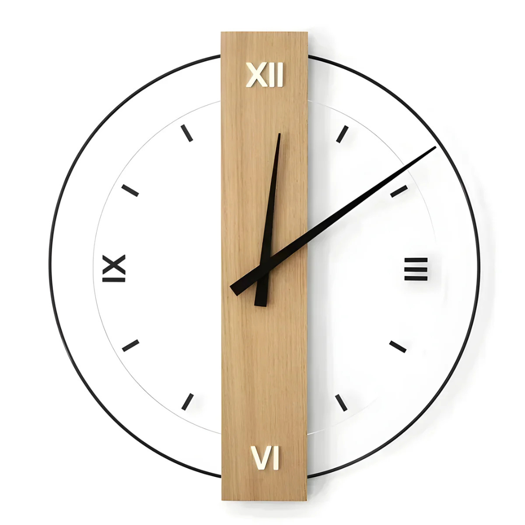 Large Quiet Wooden Wall Clock for Living Room Decor