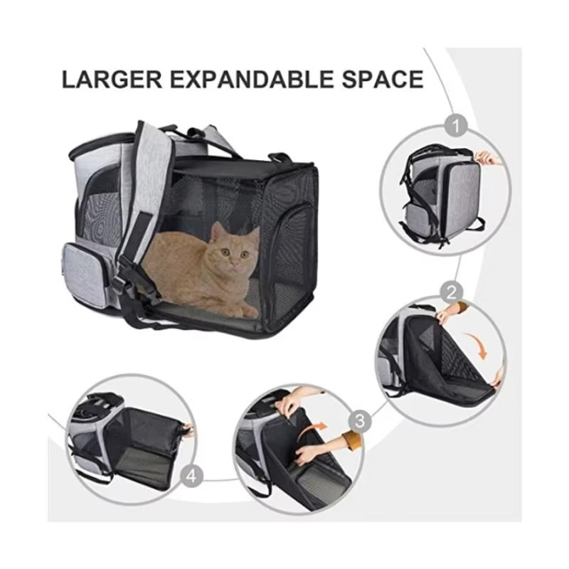 Breathable Foldable Pet Backpack Carrier for Dogs and Cats – Expandable
