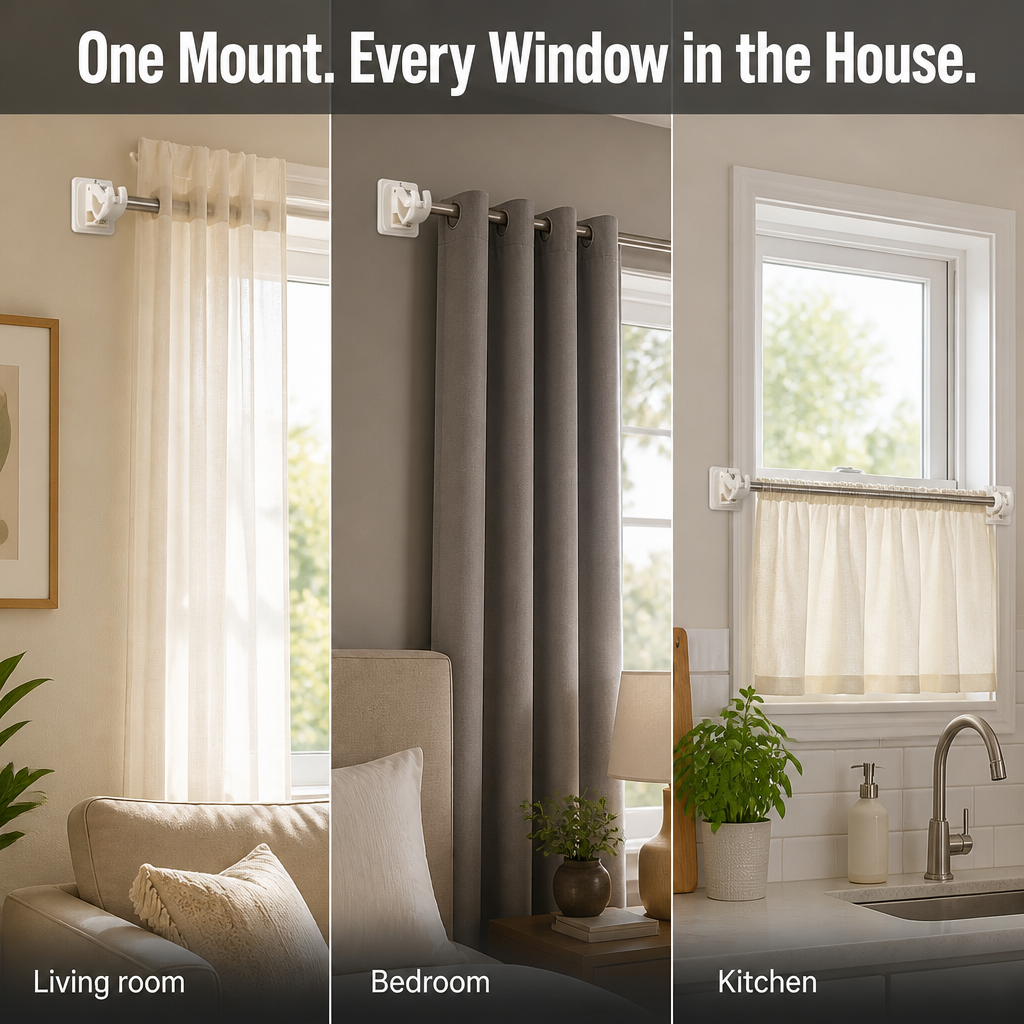 GripSafe™ — Hang Curtain Rods in 60 Seconds Without Drilling a Single Hole
