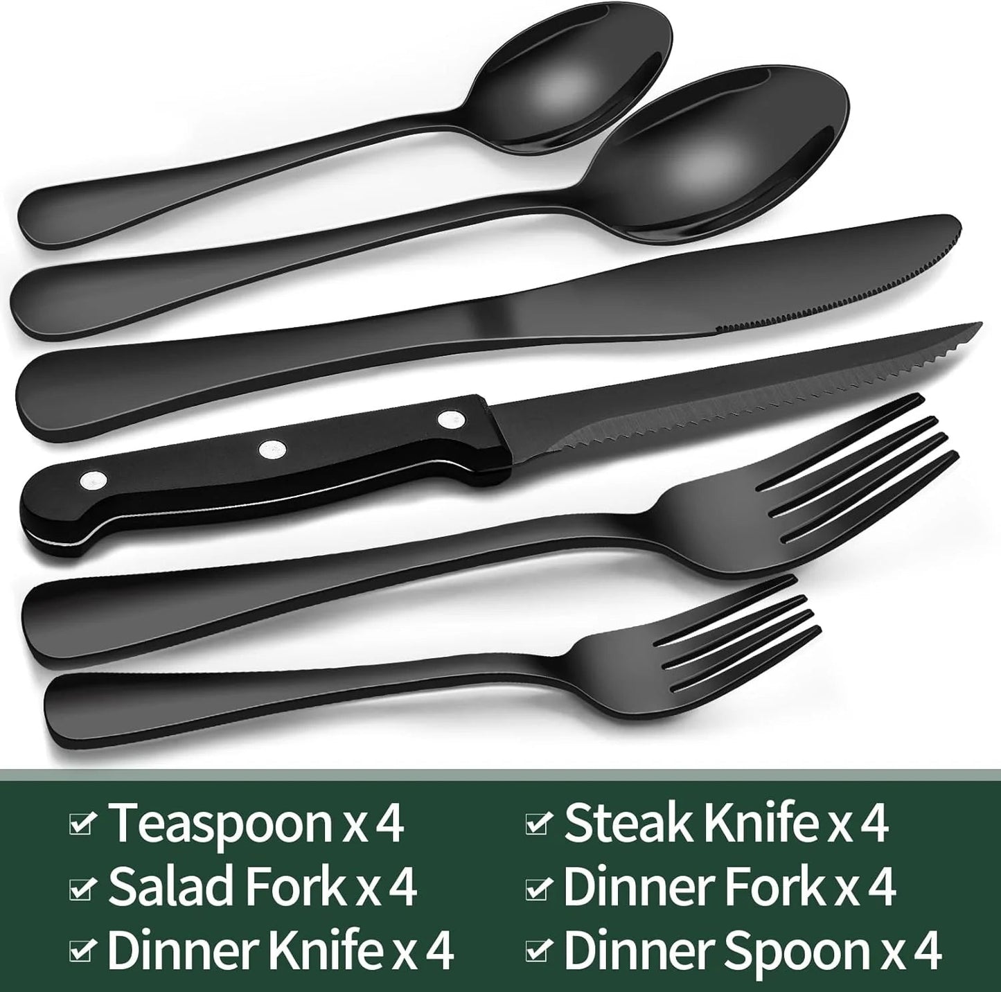 Matte Black Tableware Set - Elegant Organization for Every Dinner