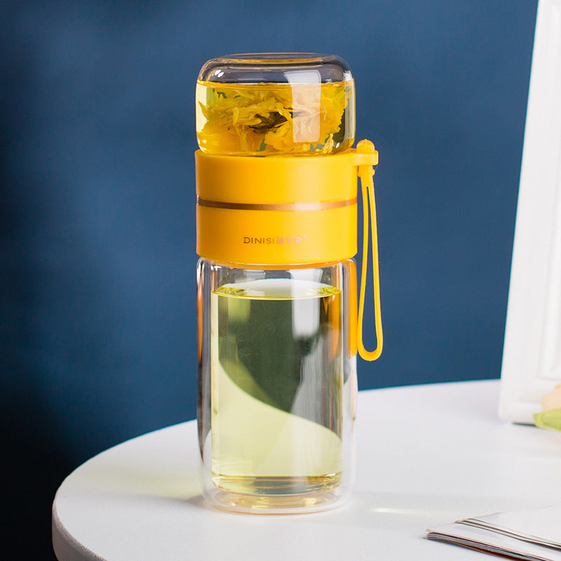 Insulated Reusable Water Bottle with Built-in Tea Infuser for Hot & Cold Beverages
