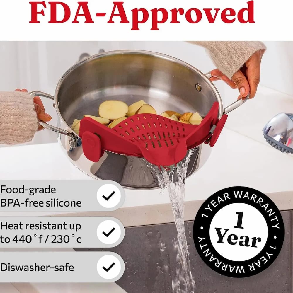 ClipDrain Elite — Clip-On Pot Strainer for Draining Pasta and Vegetables