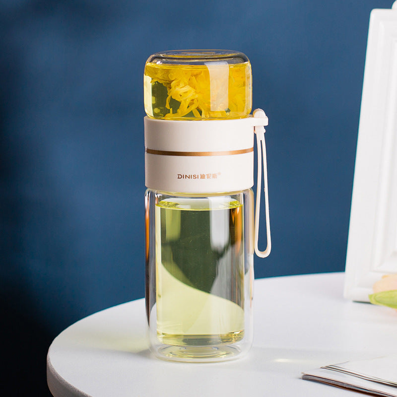 Insulated Reusable Water Bottle with Built-in Tea Infuser for Hot & Cold Beverages