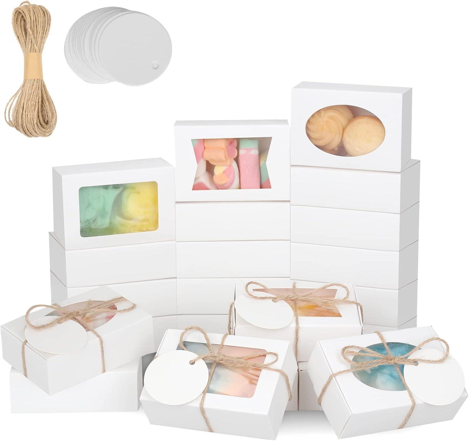 Mini Kraft Boxes with Window Soap Boxes for Homemade Soap Candy Chocolate Bakery Cookies Soap Packaging - Lasercutwraps Shop