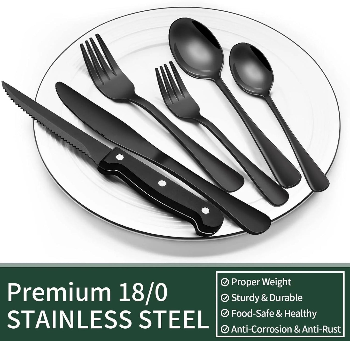 Matte Black Tableware Set - Elegant Organization for Every Dinner