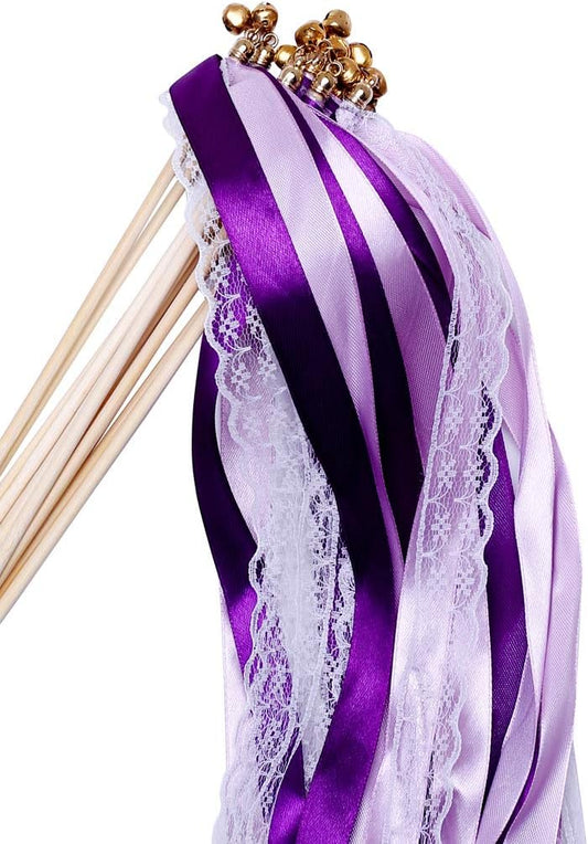 Lace Ribbon Stick Wands Christmas Birthday Party Streamers Wands Fairy Stick for Wedding