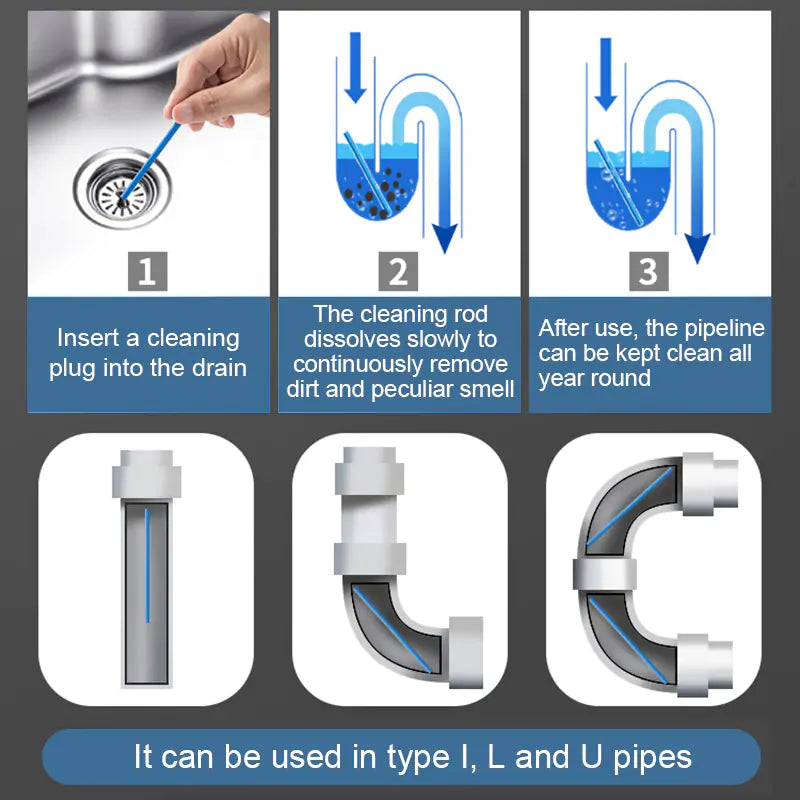 Drain Cleaning Sticks for Clogs Removal