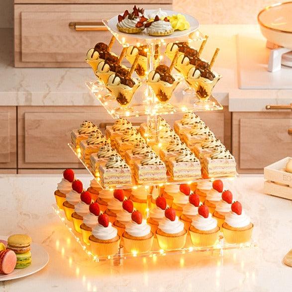 LED Cupcake Stand / Elegant Acrylic Display Tower for Birthdays, Weddings & Events - Lasercutwraps Shop