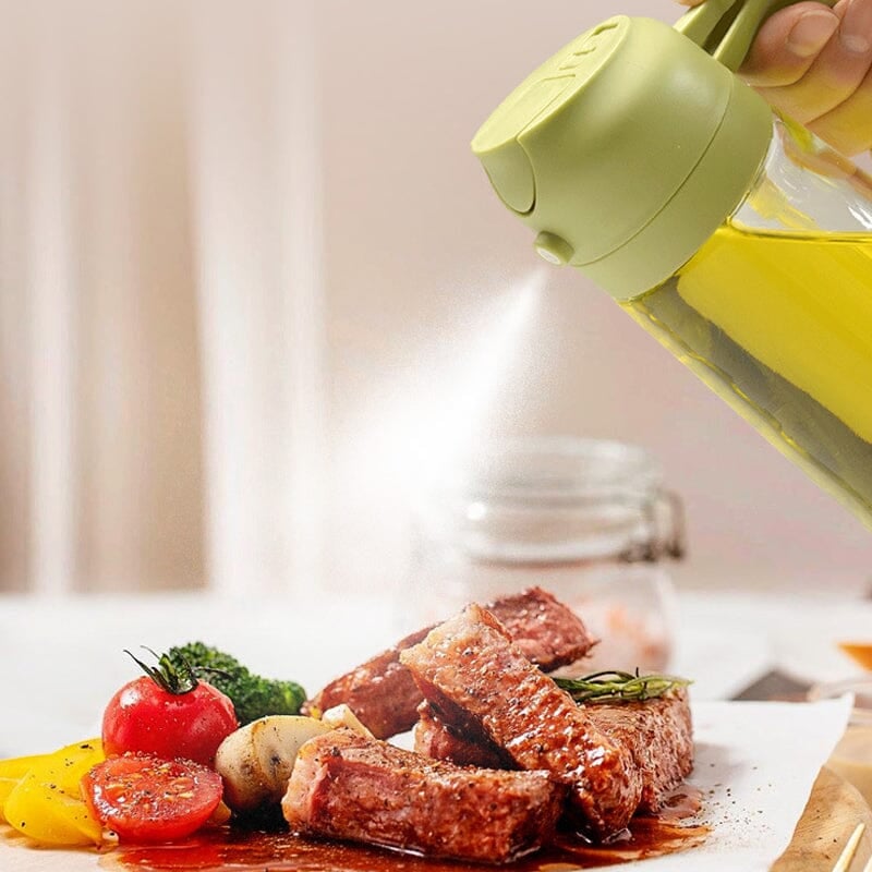 Dual-Function Glass Oil Dispenser and Sprayer for Kitchen Applications