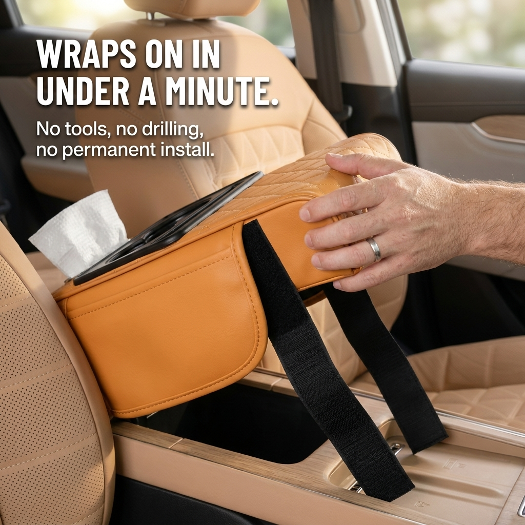 LuminaLuxe™ — Tame Center Console Chaos With One Strap-On Armrest Pad