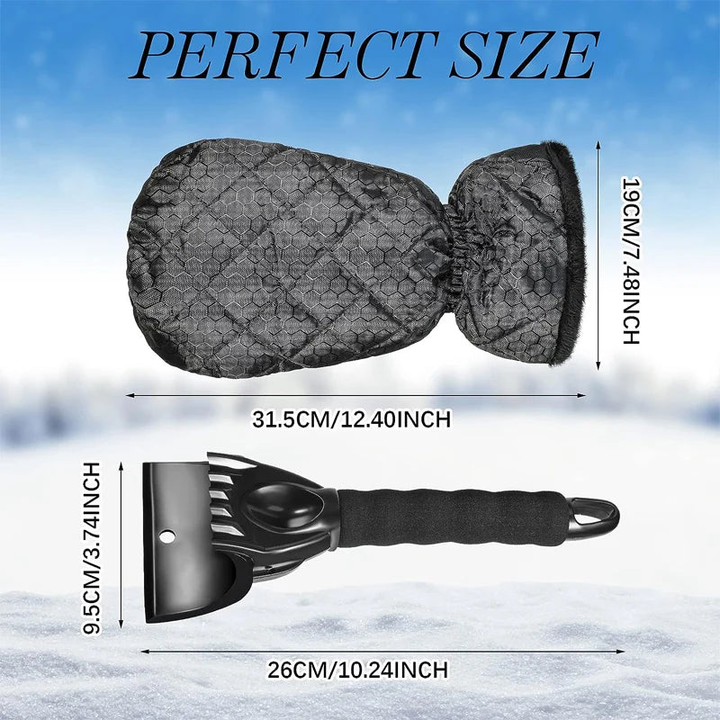 Ice Scraper with Built-in Fleece Glove – Winter Warmth, Scratch-Free Use