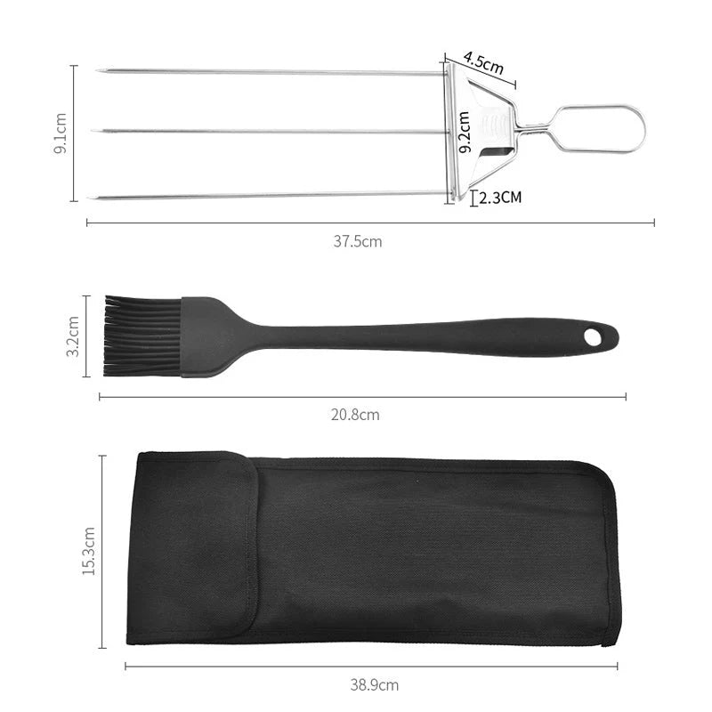 BlazeTrio Skewers — Stainless Steel BBQ Skewer Set