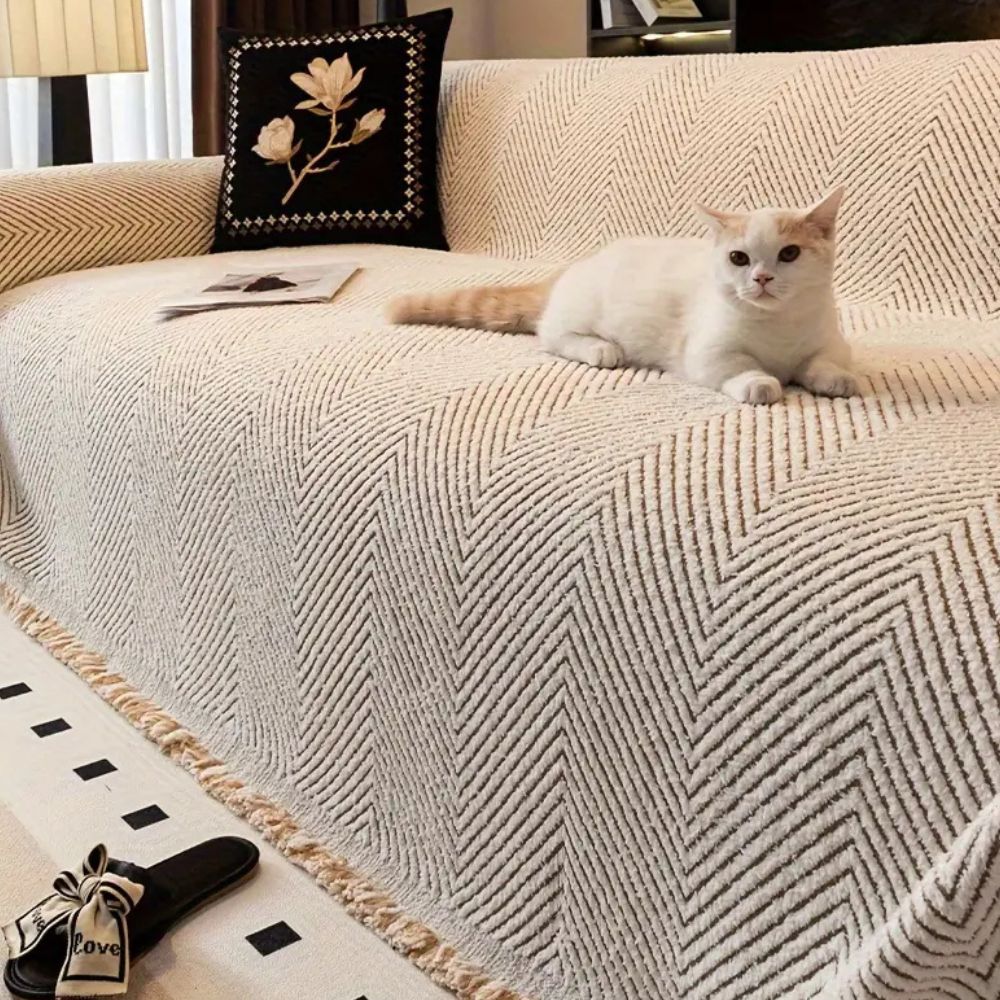 LumiWeave - Herringbone Sofa Cover Throw
