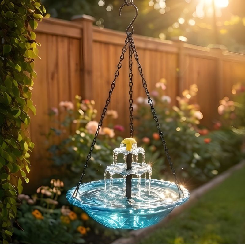 Bower – Solar Cascade Hanging Bird Bath Fountain + 50% OFF