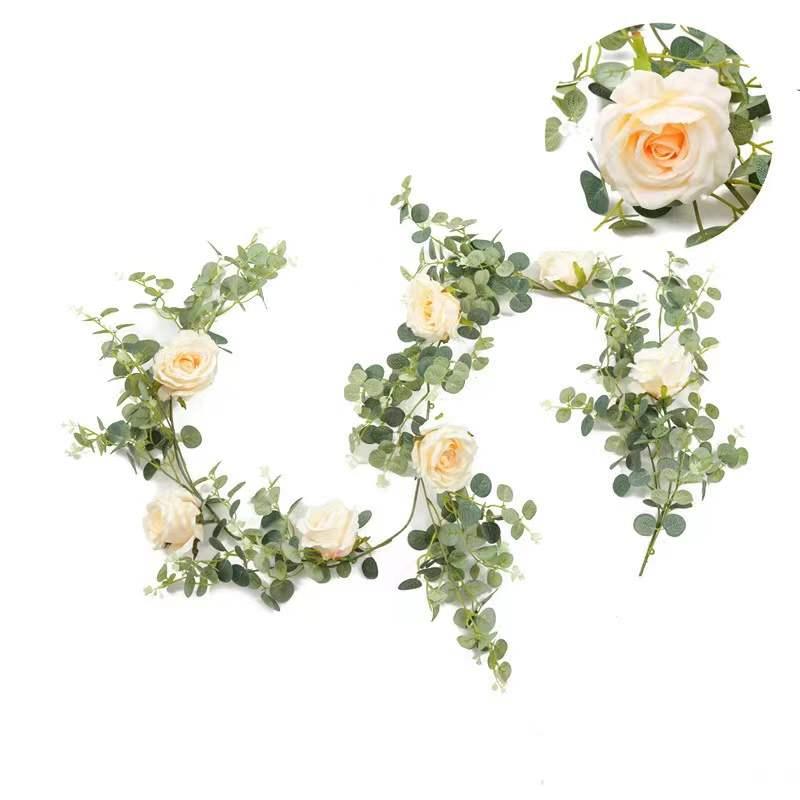 5 pcs 6.5ft Seeded Eucalyptus Garland with Yellow Flowers for Party Wedding Table Decor - If you say i do