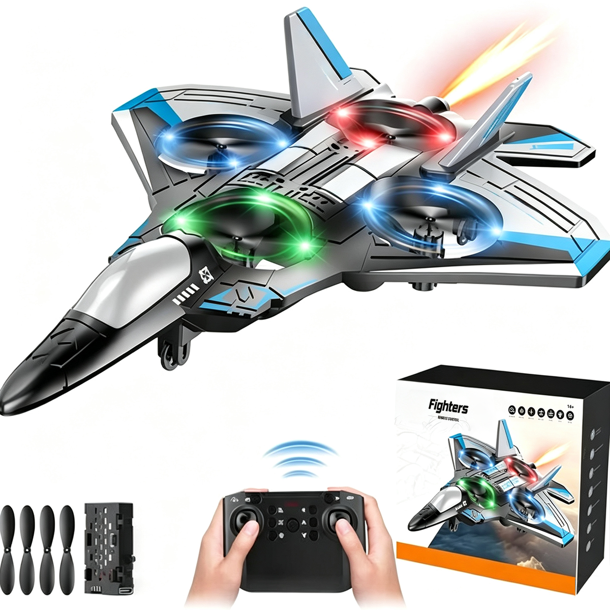 Kids RC flying toy, durable EVA foam fighter jet with multiple flying modes