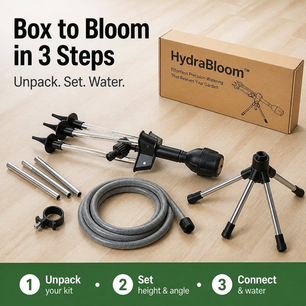 HydraBloom — Effortless Precision Watering That Revives Your Garden and Cools Your Soul