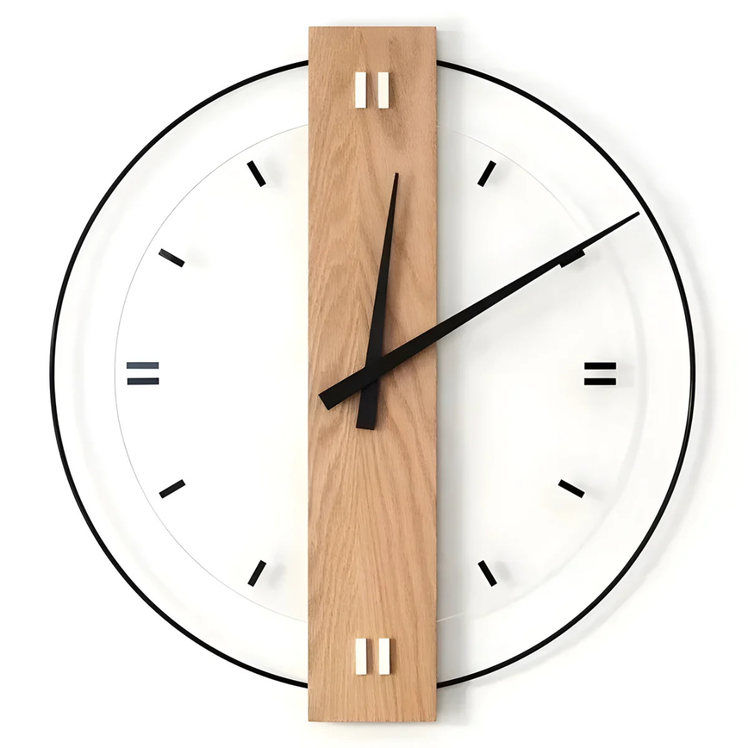 Large Quiet Wooden Wall Clock for Living Room Decor