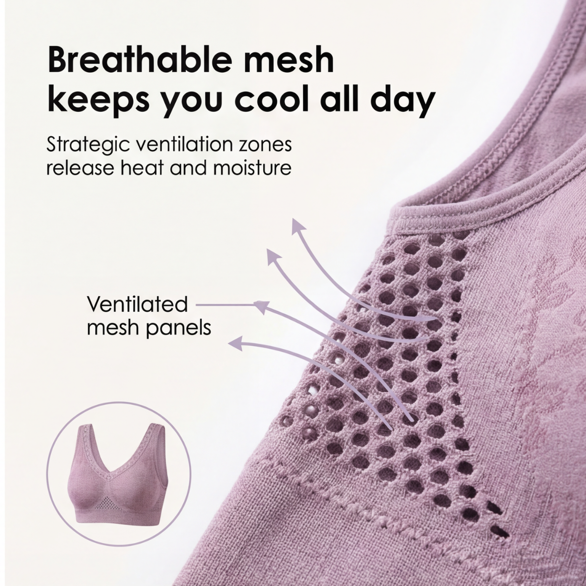 Aireya™ – Wireless Cotton Comfort Bra with Breathable Mesh