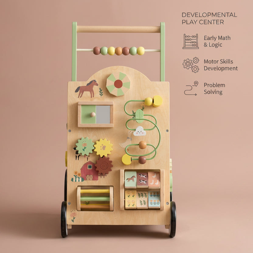 Wooden Baby Push Walker Montessori | The First-Stride Atelier