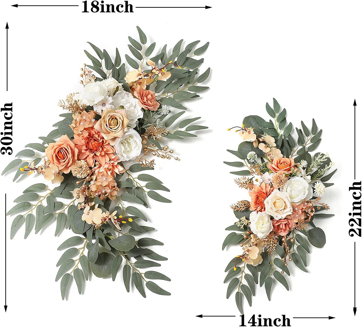 2pcs Floral Wedding Arch Flowers Swags Kit for DIY Artificial Peony Greenery Arrangements Party Welcome Ceremony - If you say i do