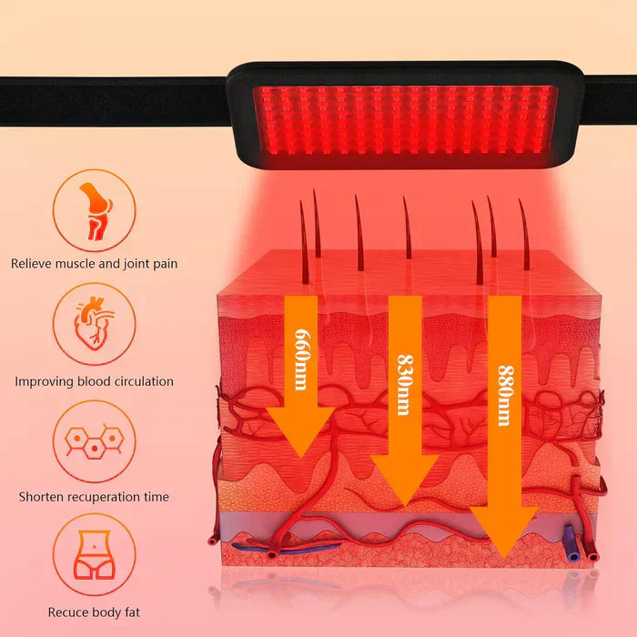 Infrared and Red Light Therapy Device Belt System with LED