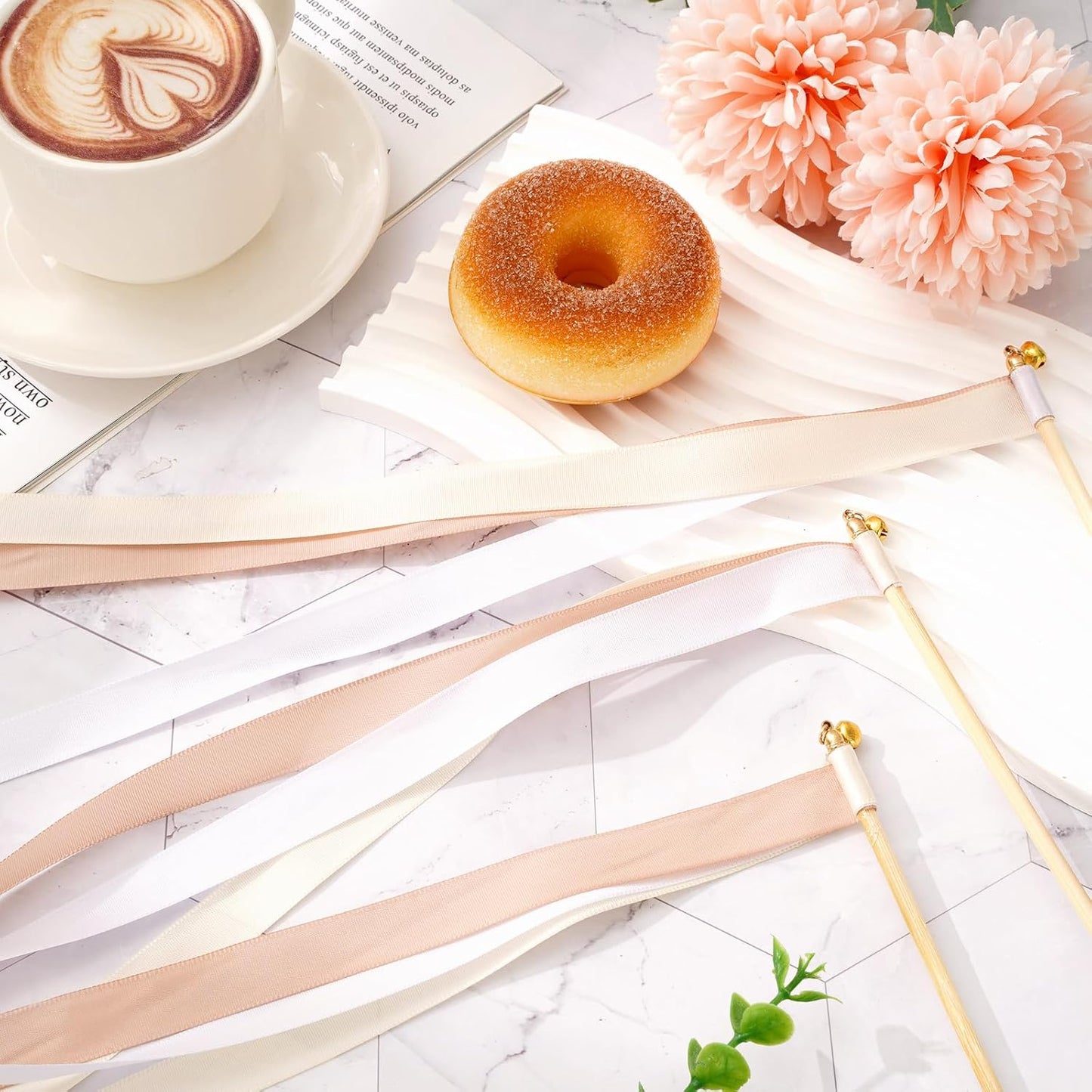 Wedding Ribbon Sticks with Bells White Champagne Streamers