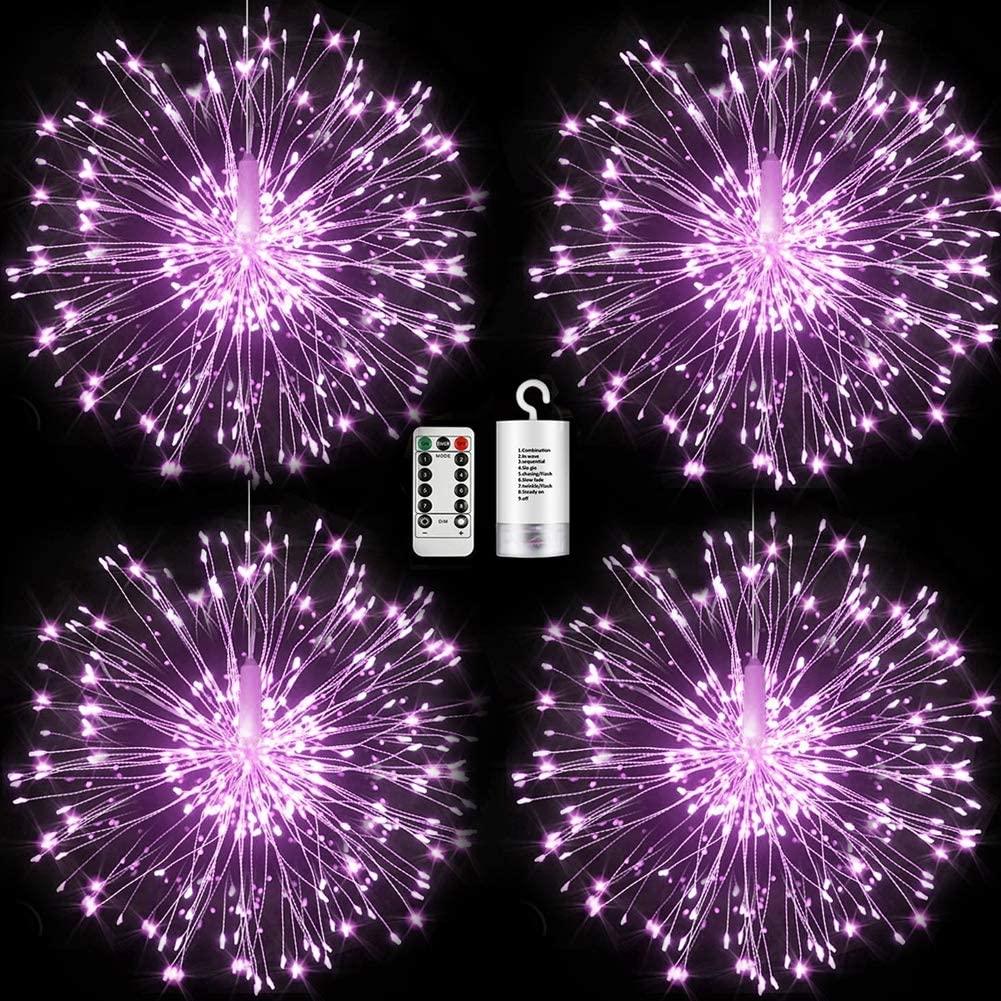 4 Pieces Firework Lights Led Copper Wire Starburst String Lights 8 Modes Battery Operated Fairy Lights with Remote,Wedding Christmas Decorative Hanging Lights - Lasercutwraps Shop