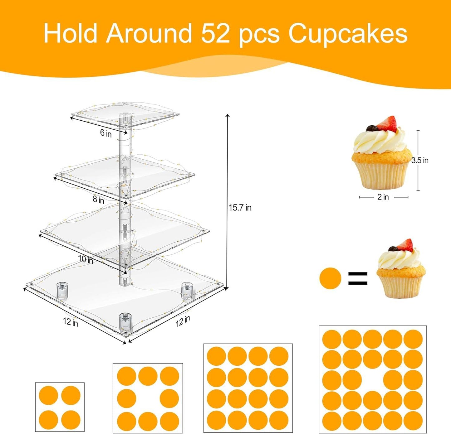 LED Cupcake Stand / Elegant Acrylic Display Tower for Birthdays, Weddings & Events - Lasercutwraps Shop