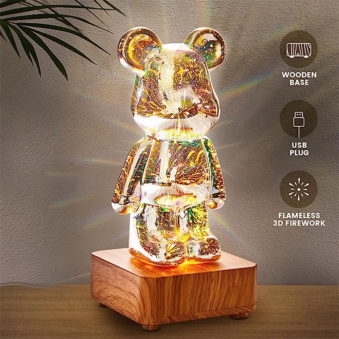 Galaxy Starlight Bear Lamp with 3D Fireworks Effect