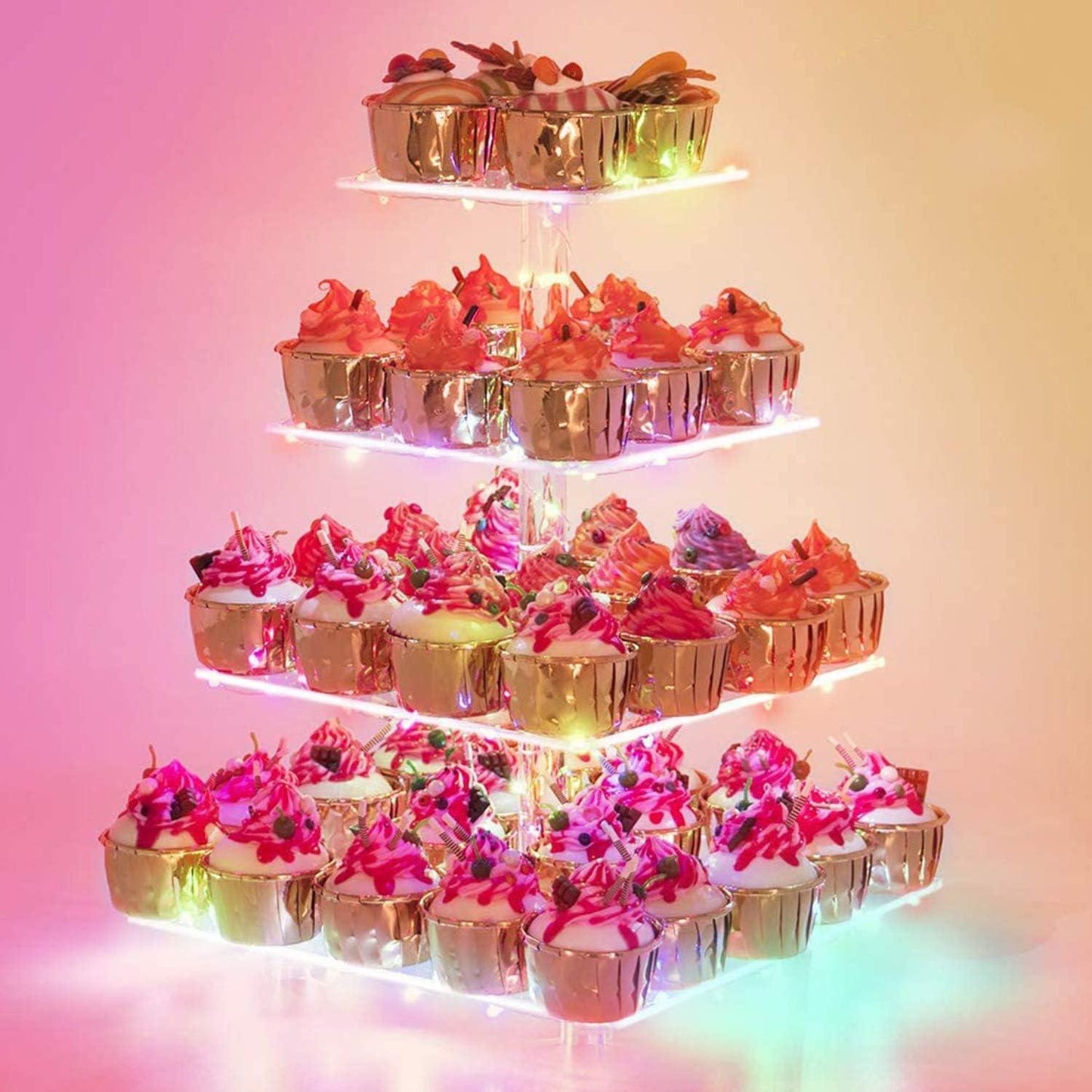 LED Cupcake Stand / Elegant Acrylic Display Tower for Birthdays, Weddings & Events - Lasercutwraps Shop