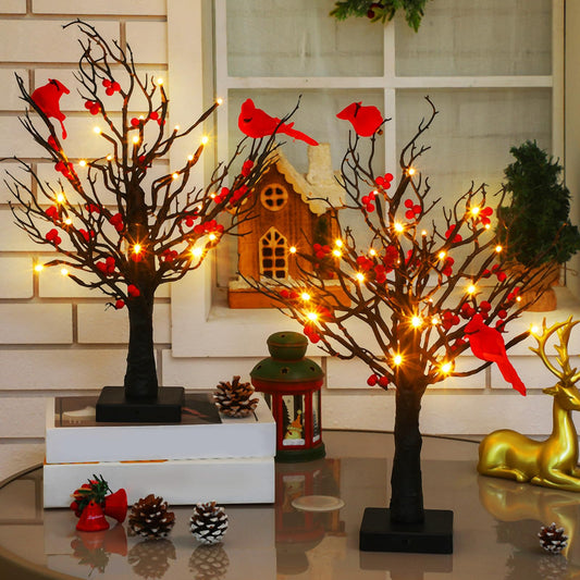 🎄Christmas Lighted Mini LED Tree With Red Berries