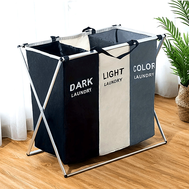 Collapsible Laundry Sorter with 3 Compartments