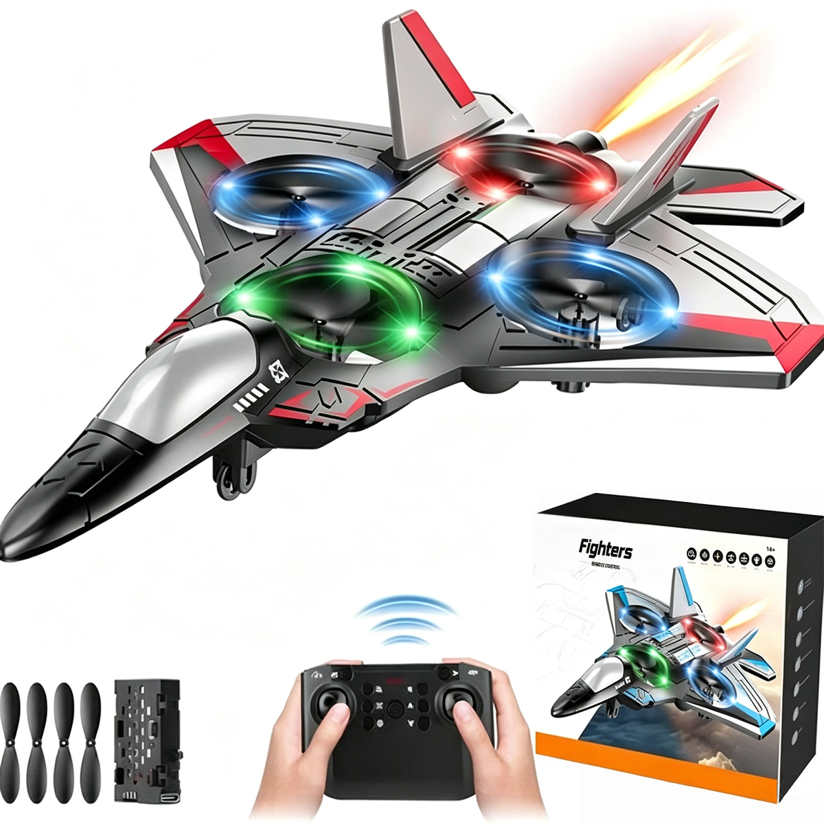 Kids RC flying toy, durable EVA foam fighter jet with multiple flying modes