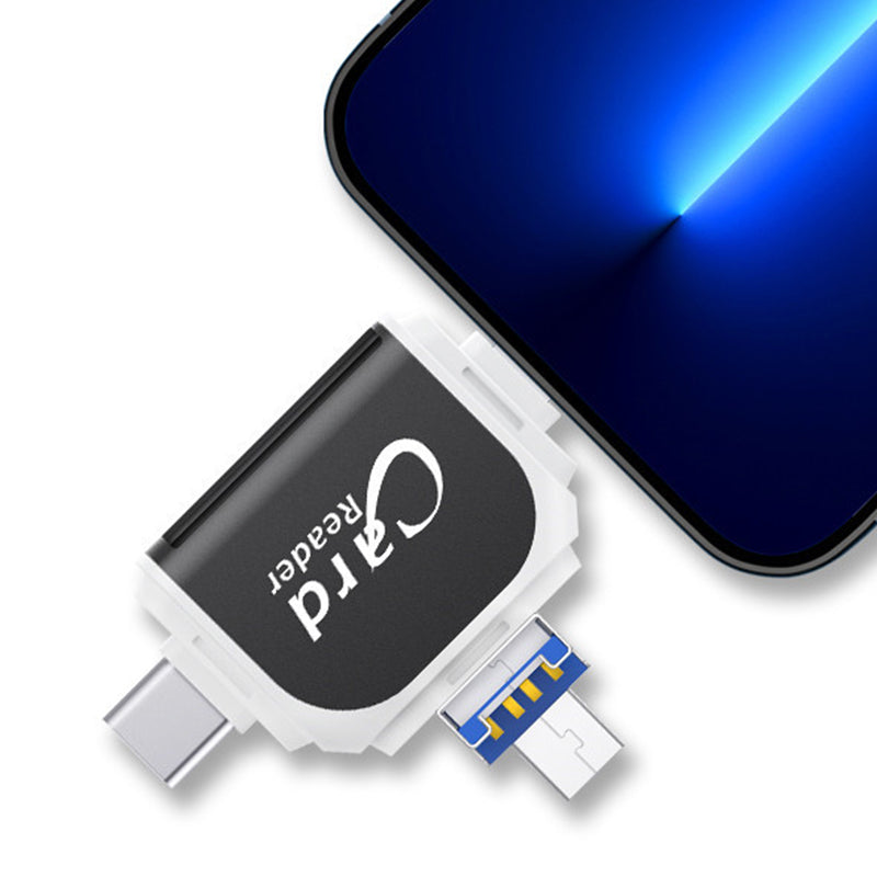 High-Speed 4-in-1 Card Adapter for Charging and Data Transfer – Compatible with Phones, Tablets, Laptops