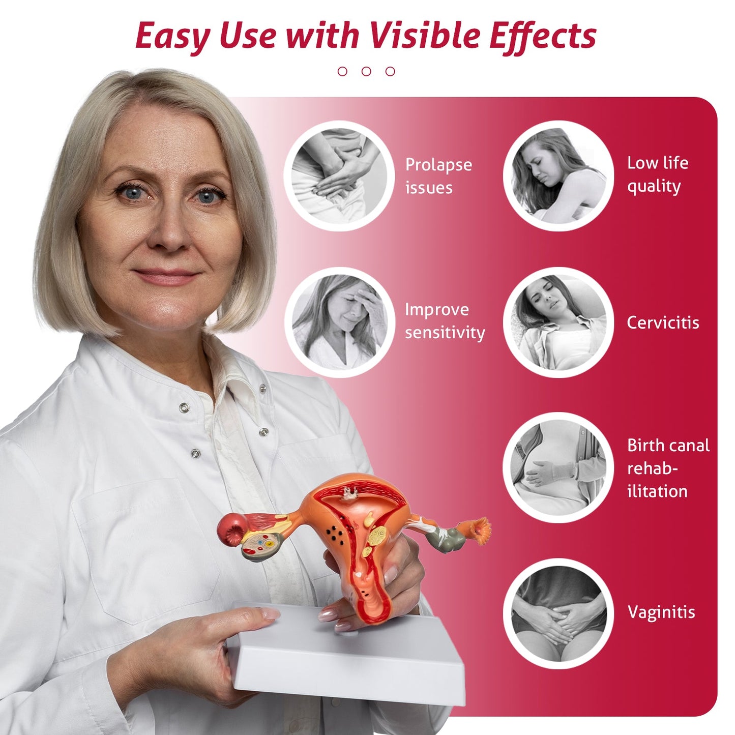 Intimate Health Device with Red Light Therapy and Heating Function for Women