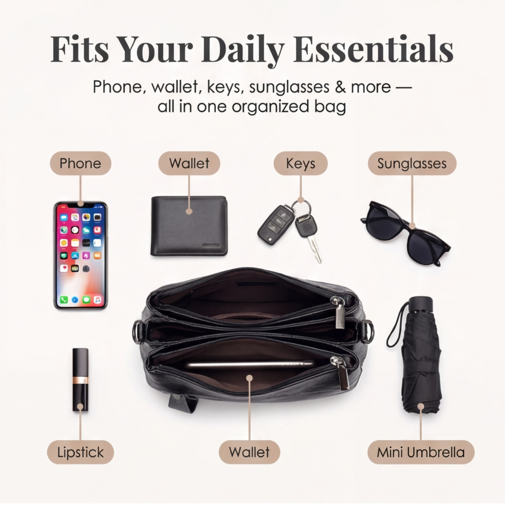 Carria™- Soft Leather Crossbody With 3 Compartments