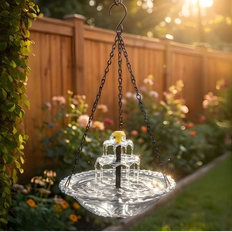 Bower – Solar Cascade Hanging Bird Bath Fountain + 50% OFF
