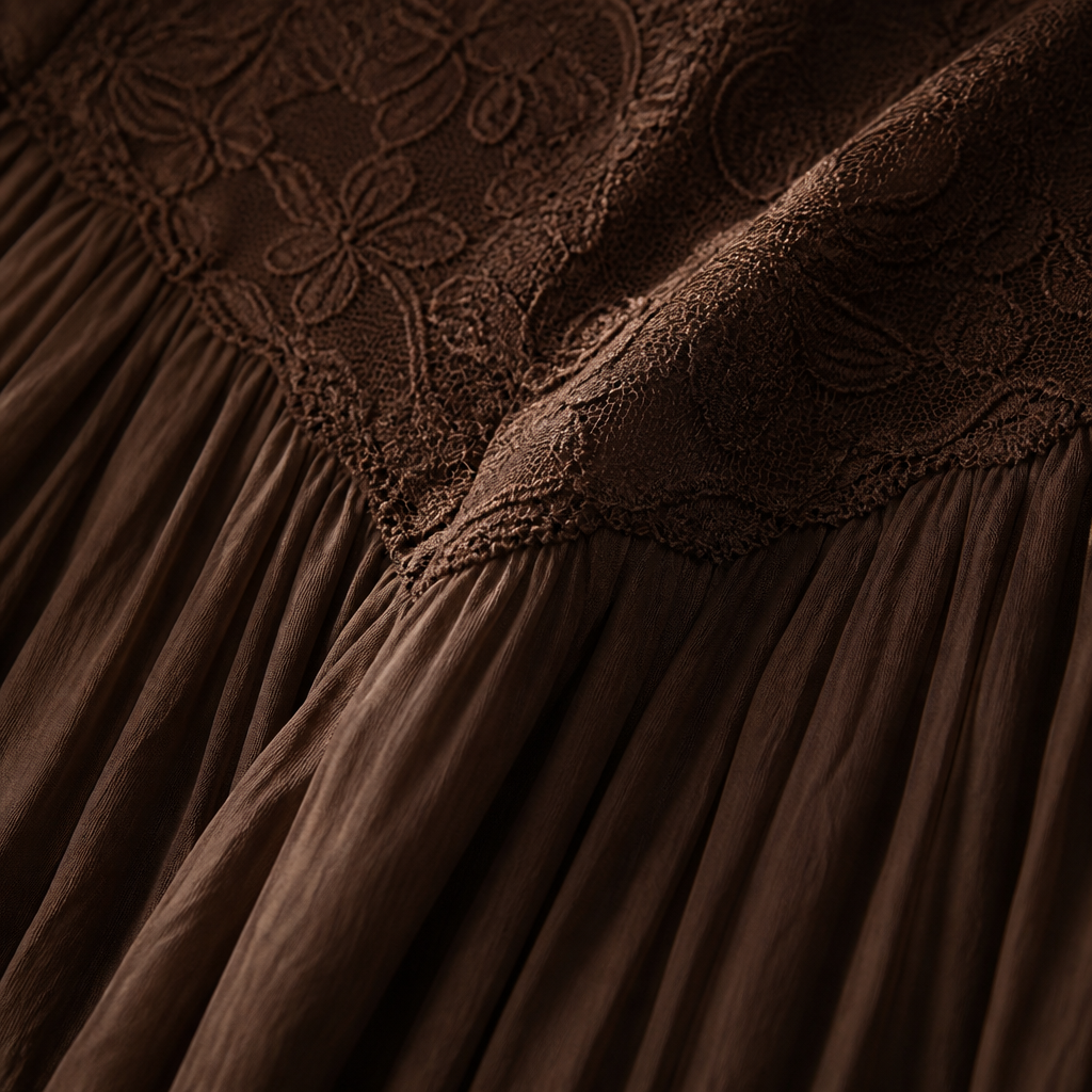 LunariaSilk™ – Romantic Lace Bodice Chiffon Maxi Dress with Ruffled Hem