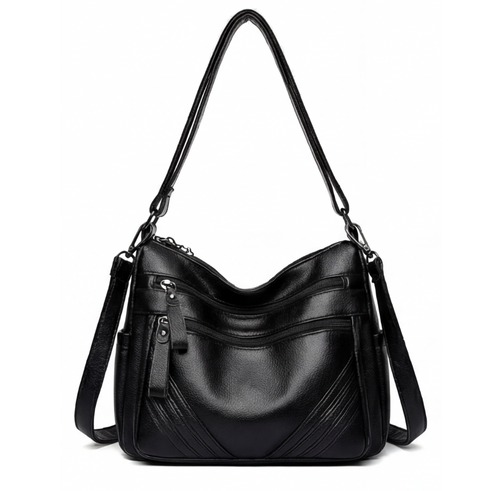 Carria™ – Soft Leather Multi Pocket Shoulder Bag