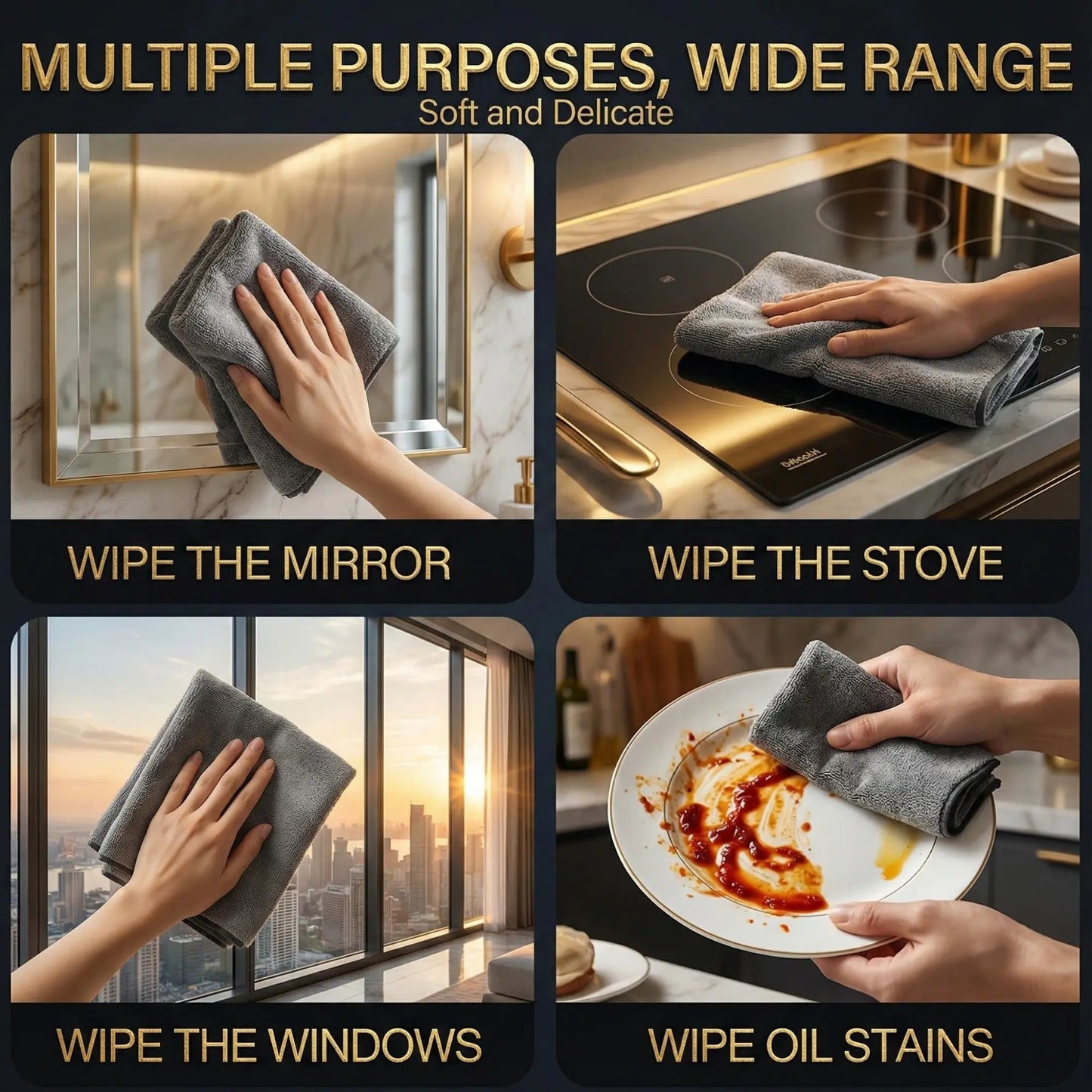 Microfiber Glass Cleaning Cloths | Lint-Free | Streak-Free and Reusable | ClearWipe
