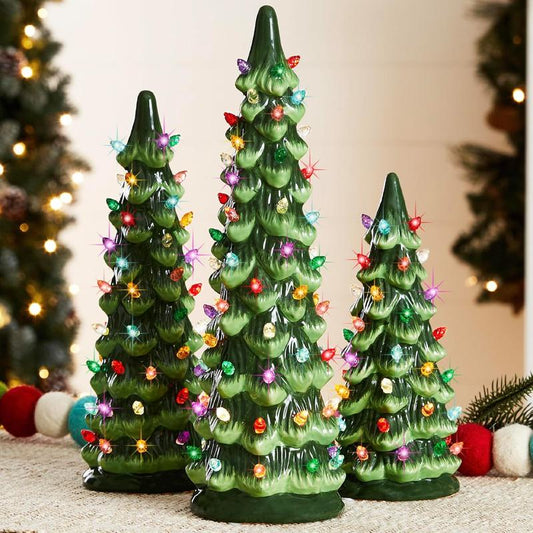 🎁🎄Retro Hand-Painted Tabletop Christmas Trees with Timer (⏰Limited Quantities Available)