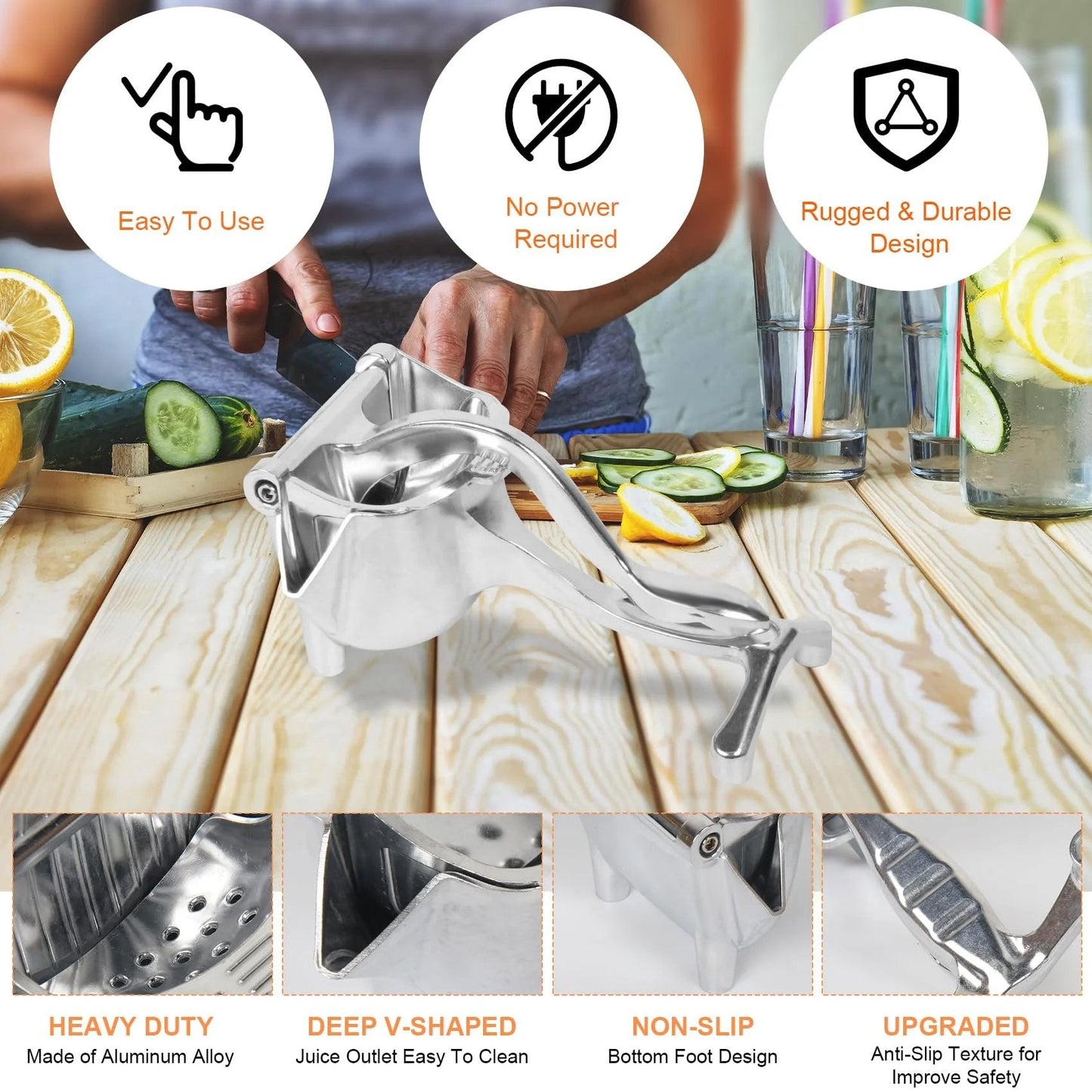 Hand Juicer Squeezer- Aluminum Manual Press Juicer🍹