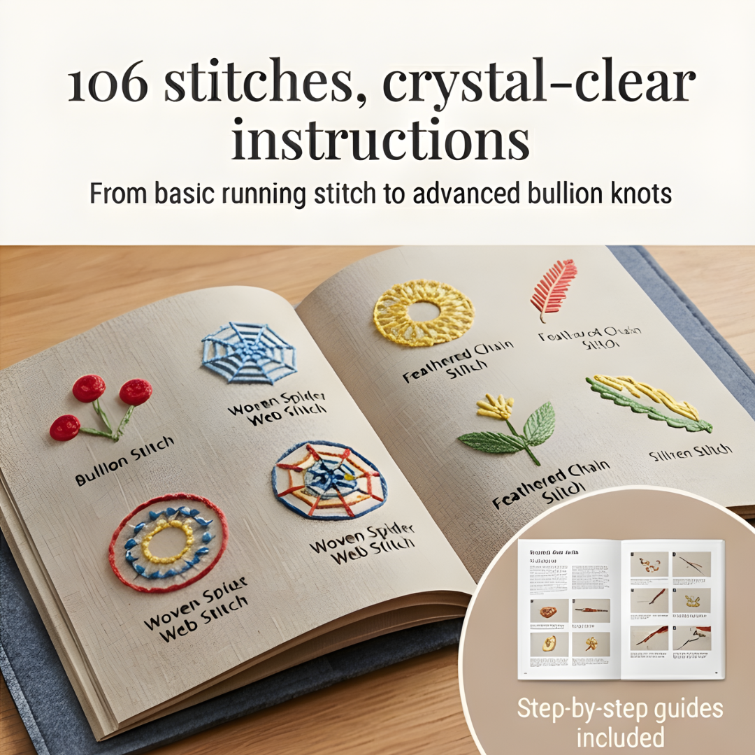 Embroidery | 106 Stitch Designs Step-by-Step Book Set | Practice Using Linen Pages | StitchLibrary