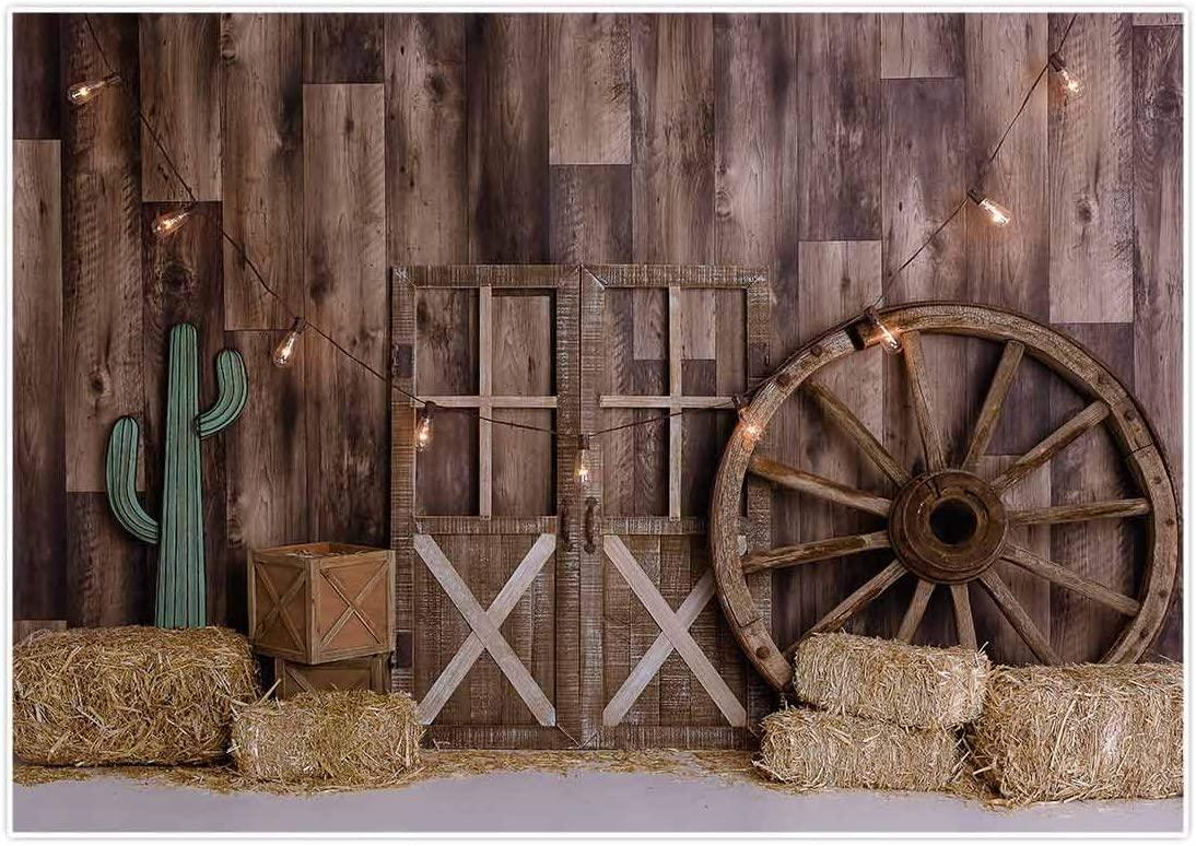 7x5ft Cowboy Backdrop for Photography Vintage Wild West Wooden House Barn Door Kids Baby Shower Birthday - Decotree.co Online Shop