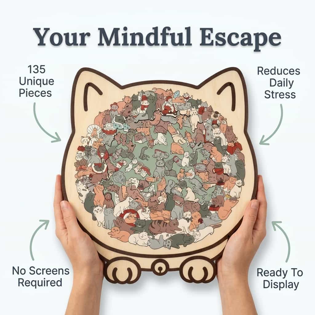Premium Wooden Cat Puzzle for Mindful Relaxation