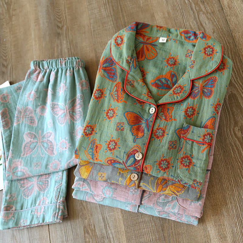 Ownkoti Vintage Butterfly Print Cotton Loungewear Set - image 0