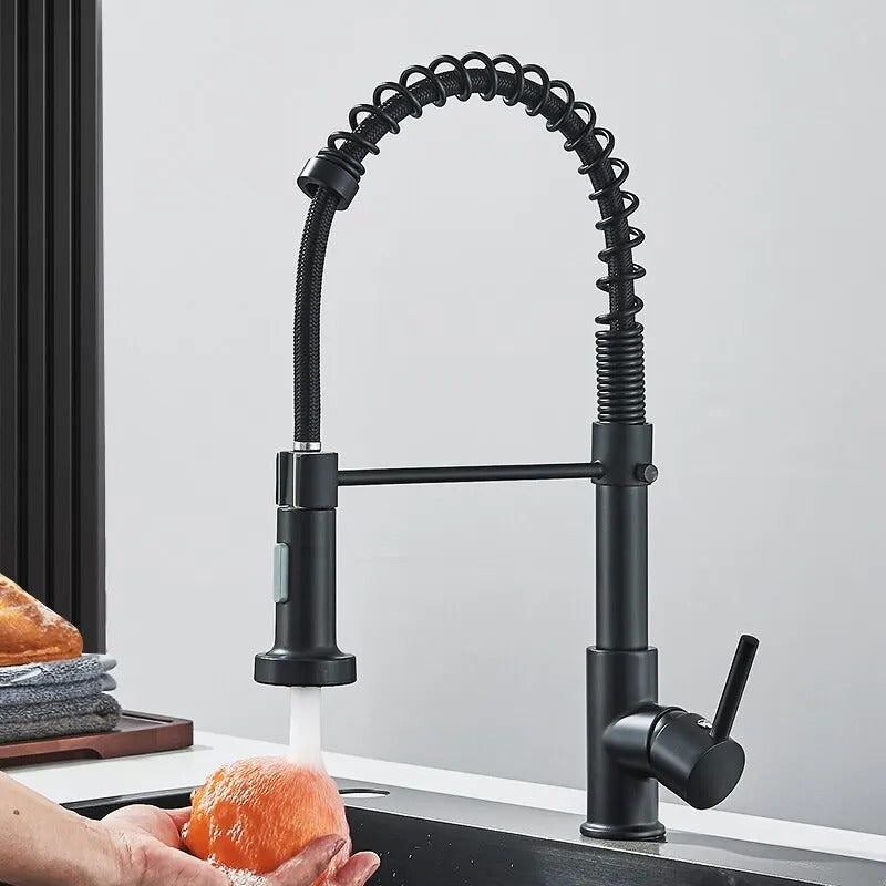 Matte Black Kitchen Faucet with 360-Degree Swivel Design
